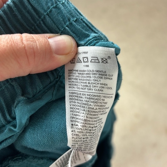 Athleta Playa Linen Wide Crop Teal Pants - Size 10 - Picture 10 of 10